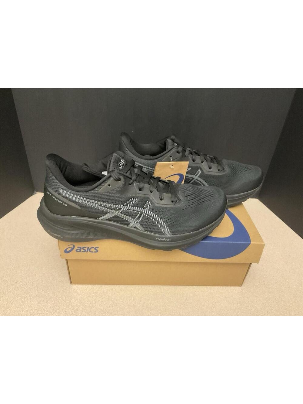 New! Mens Asics GT 1000 13  Black/Steel Grey Running Shoes. Size 7.5. Nice Shoes
